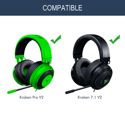 GVOEARS Replacement Ear Pads Cushions for Razer Kraken Pro V2 & Razer Kraken 7.1 V2 Headphones, Ear Cups Earmuffs Made of Premium Protein Leather & Memory Foam, Easy Installation - Black