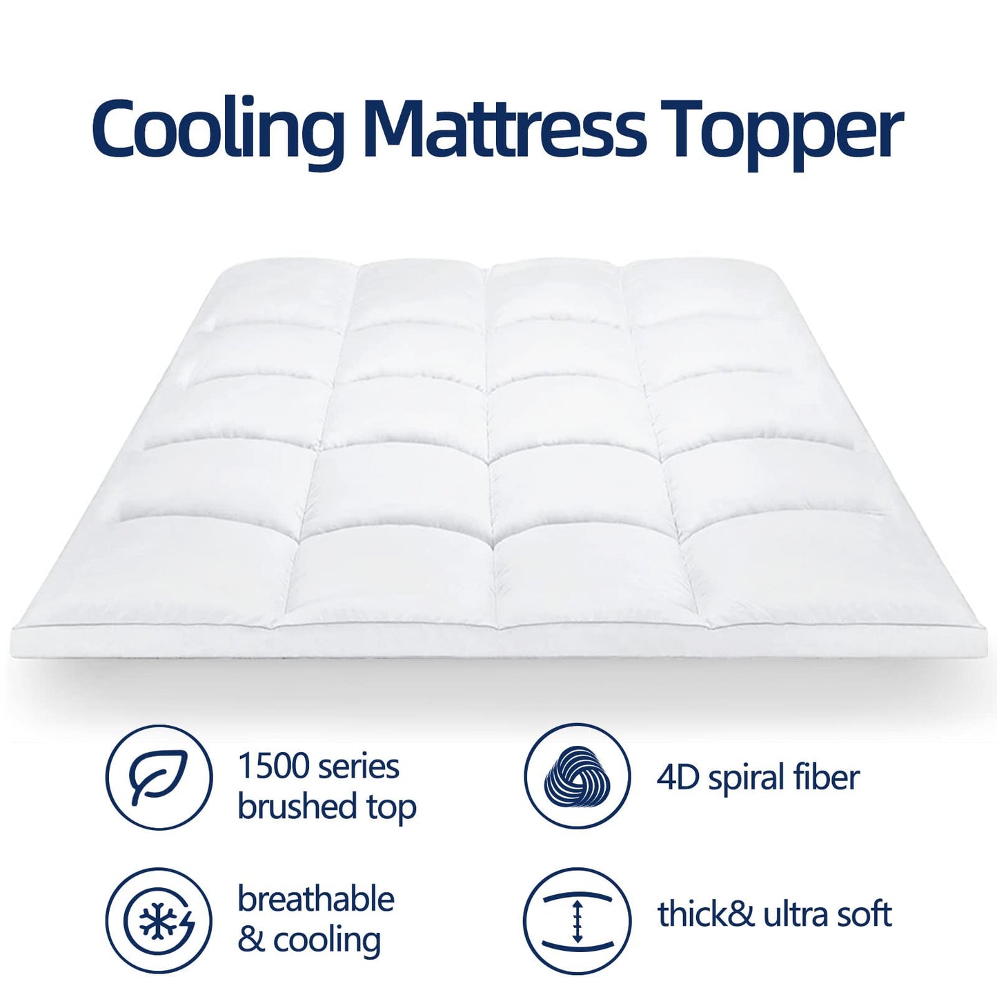Mattress Topper Full for Back Pain, Extra Thick Mattress Pad Cover, Plush Pillow Top, Deep Elastic Pocket, White, 54"X75"+20"