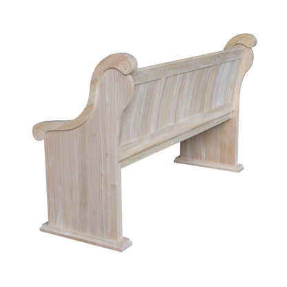 IC International Concepts, Sanctuary Bench, Solid Real Wood, Sturdy Parawood, Entryway/Dining/Living, Spacious Dimensions 58" W x 17.7" D x 18" H, 450 LBS Capacity, Paint/Stain Ready, Unfinished