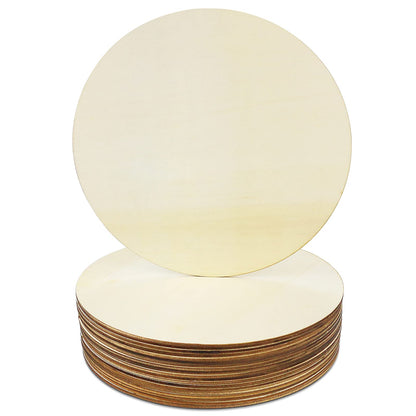 ISUSSER 20Pcs 8 Inch Wood Rounds for Crafts, Unfinished Wood Circles Discs Blank Wood Signs to Paint, DIY Supplies, Home Christmas Halloween Decorations