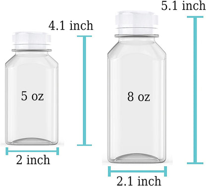 Axe Sickle 5 Pcs 8 Ounce Juice Bottles Plastic Milk Bottles with Tamper Evident Caps for Milk Juice Drinks Containers