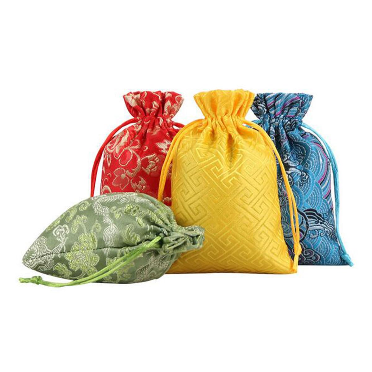 Snadulor,Kit bags,20 Pcs Chinese Jewelry Silk Purse Pouch Brocade Gift,Jewelry,Gift,Candy Bags 3.9x5.5 Inches,Laugh,Red