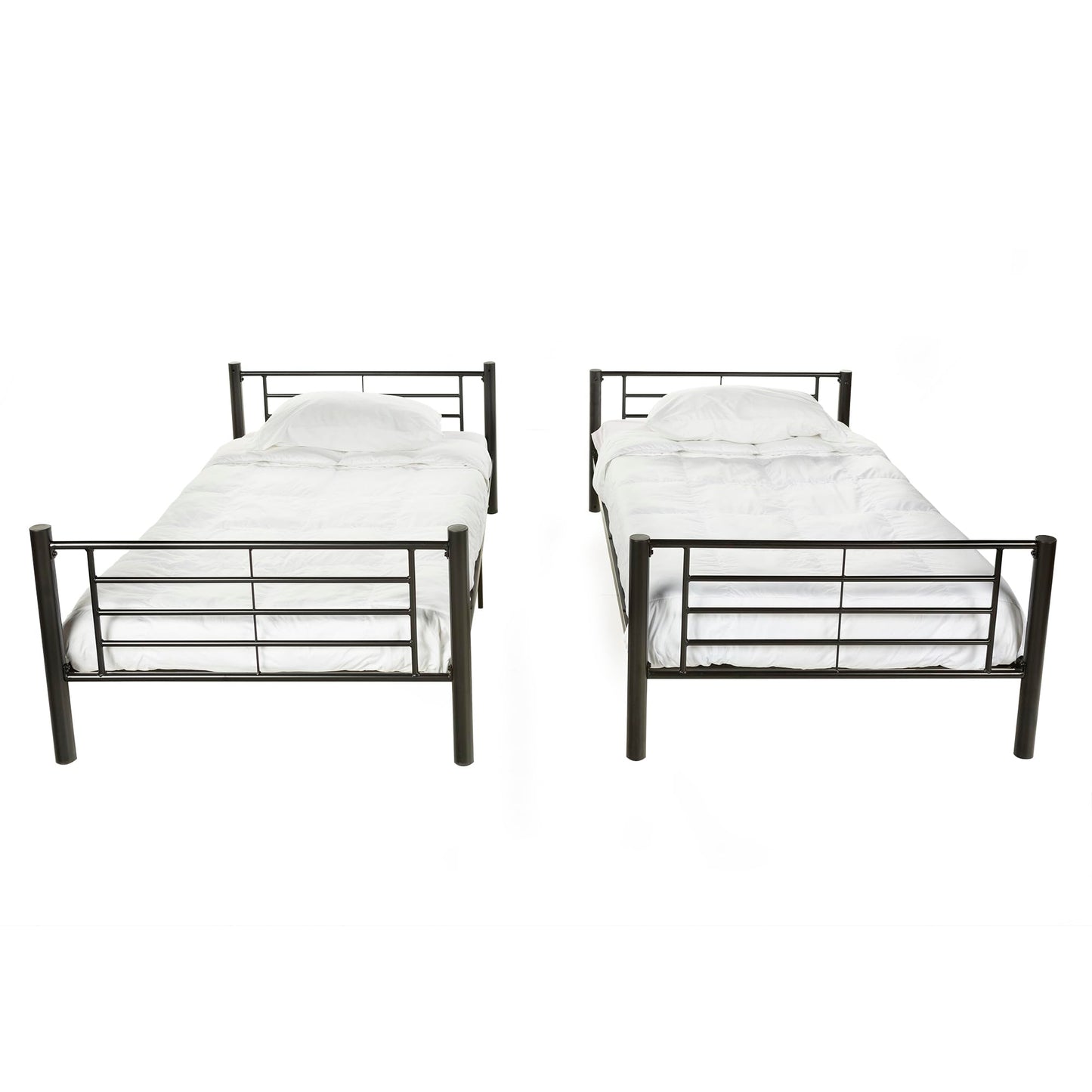 Walker Edison Elodie Urban Industrial Twin Over Twin Metal Bunk Bed, Twin Over Twin, Black