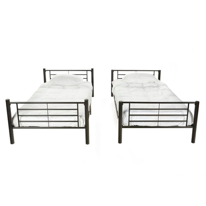 Walker Edison Elodie Urban Industrial Twin Over Twin Metal Bunk Bed, Twin Over Twin, Black