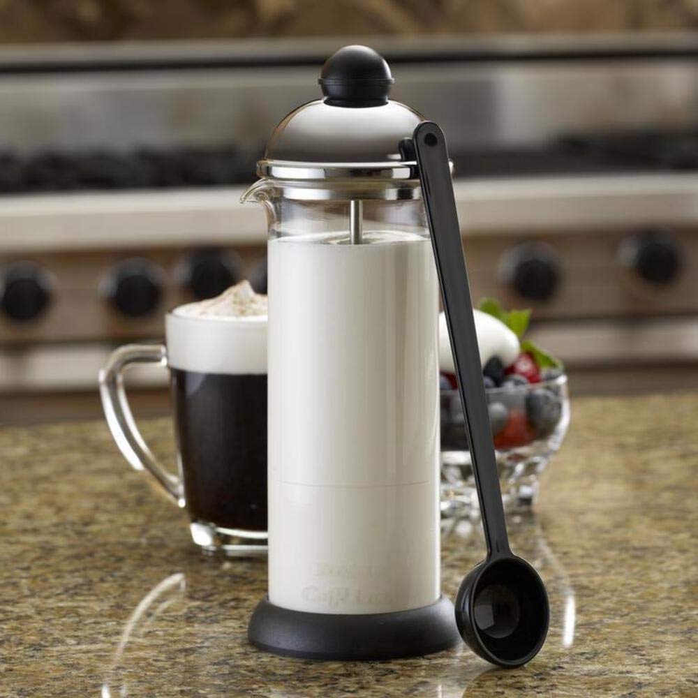 BonJour Coffee Glass and Stainless Steel Manual Milk Frother, 16-Ounce, Caffé Froth Monet