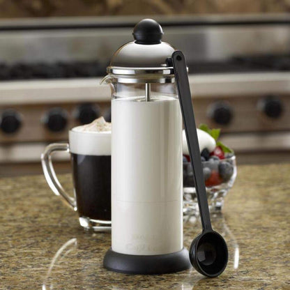 BonJour Coffee Glass and Stainless Steel Manual Milk Frother, 16-Ounce, Caffé Froth Monet