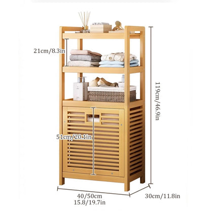 Wood Large Laundry Hamper Cabinet, Laundry Sorter with Pull-Out and Removable Bags, Breathable Hampers for Laundry, Bedroom