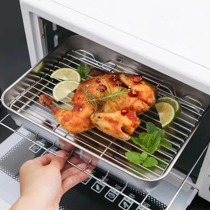 Stainless Steel Roasting Pan, Broiler Pan with Rack Set, Rectangular Roaster for Cooking and Baking