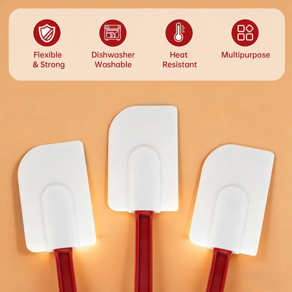 10PCS Silicone Spatulas Heat Resistant 14 Inch Heavy Duty Rubber Spatula Commercial Spatulas Set for Baking Mixing Kitchen Use Silicone Cooking Utensils Commercial Dishwasher Red Handle