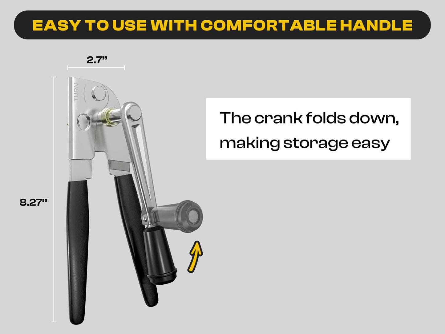 Heavy Duty Can Opener with Magnet – Commercial Can Opener Manual for Seniors, Hand Held, Sharp Blade, Smooth Edge – Folding Knob for Easy Storage, Built in Bottle Opener