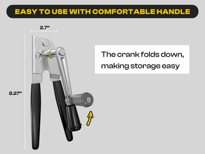 Heavy Duty Can Opener with Magnet – Commercial Can Opener Manual for Seniors, Hand Held, Sharp Blade, Smooth Edge – Folding Knob for Easy Storage, Built in Bottle Opener