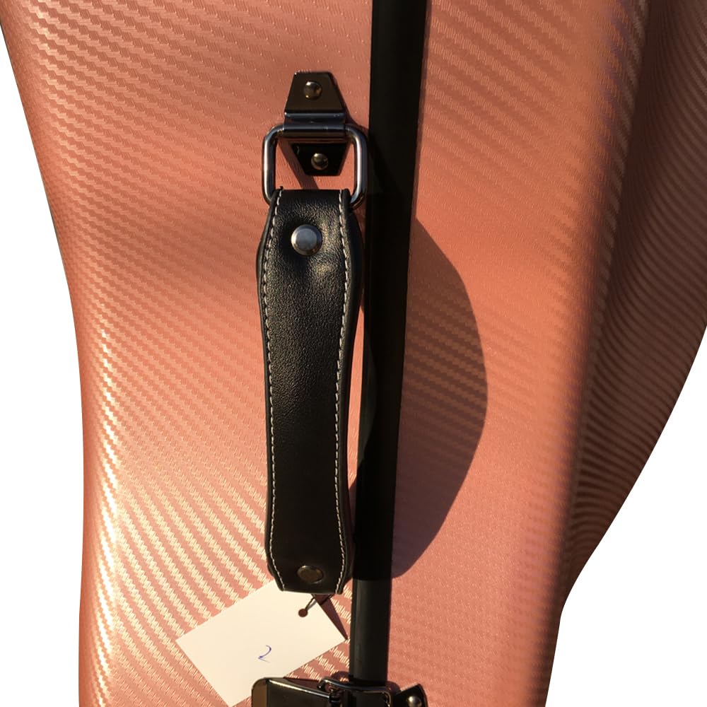 YoungMonic Braided Carbon Fiber 4/4 Cello Case with Handle Backpack Straps & Wheels Hard Shell Protective Case for 4/4 Full Size Cello for Travel & Storage Solution (Rosegold)