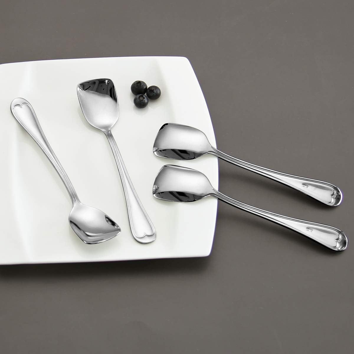 Ice Cream Spoons 18/10 Stainless Steel Dessert Spoon Set, 4 Pcs, 6.0 Inches, Dishwasher Safe