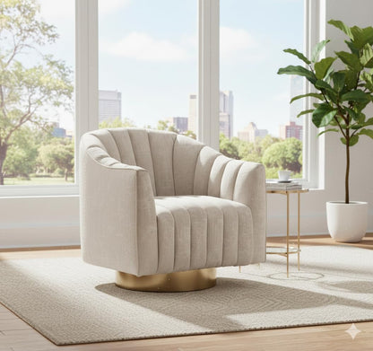 Signature Design by Ashley Penzlin Swivel Accent Chair, Beige