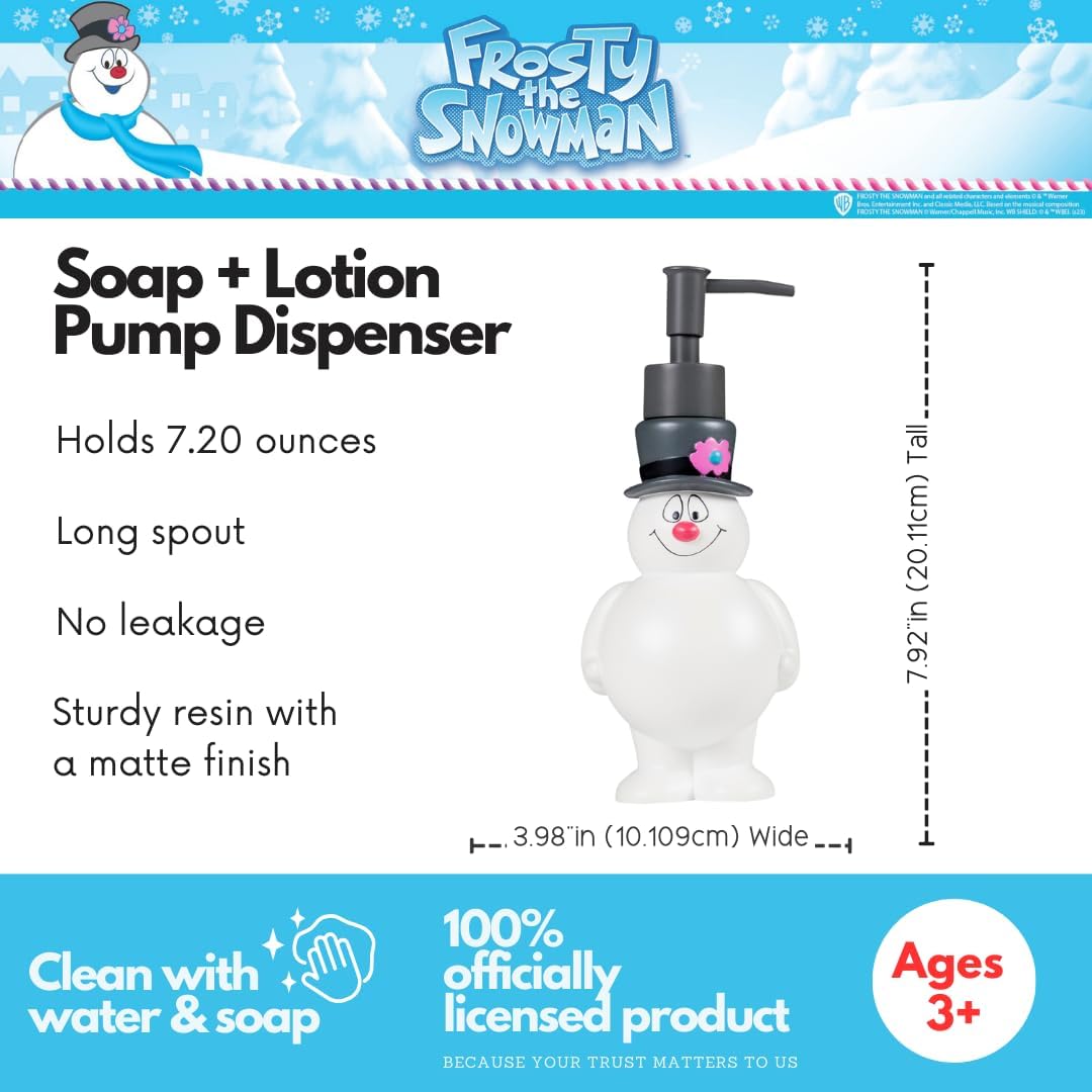 13 Frosty The Snowman Holiday Christmas Soap/Lotion/Hand Sanitizer Resin Pump Dispenser, Ounces, (Officially Licensed