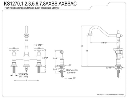Kingston Brass KS127AXBSAC Heritage Bridge Kitchen Faucet, Antique Copper, 11.19 x 8.56 x 13.13