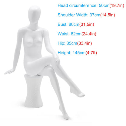 Premium Full Body Female Mannequin - Sturdy White Plastic Dress Form with Head, Perfect for Women’s Clothing Display, Retail, Fashion Shows, Size Style 4