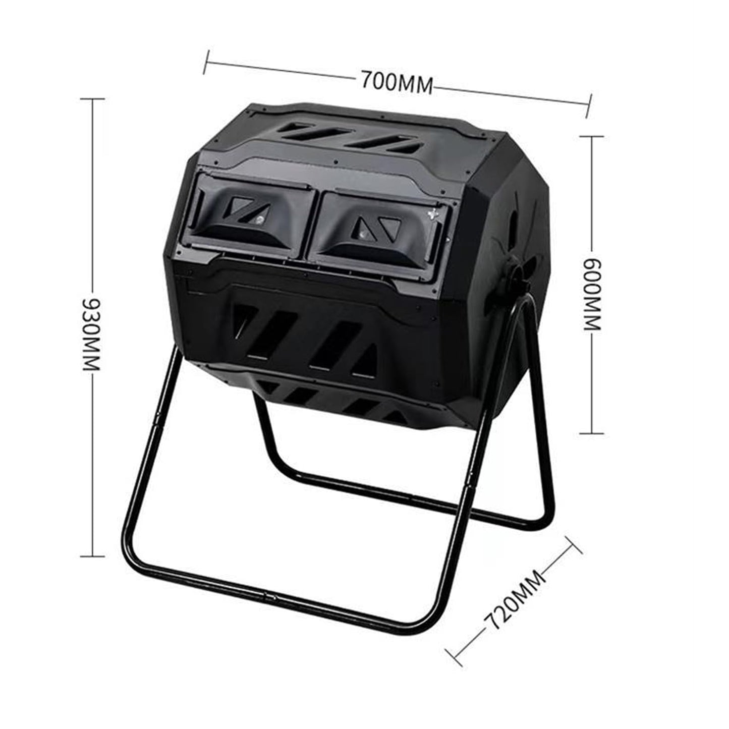 TsoLay Compost Tumbler Outdoor, 160L Dual Chamber Compost Tumbler, High Volume Composter with Sliding Doors, Ventilation Hole Design & Solid Steel Frame, for Garden, Kitchen, and Yard Waste