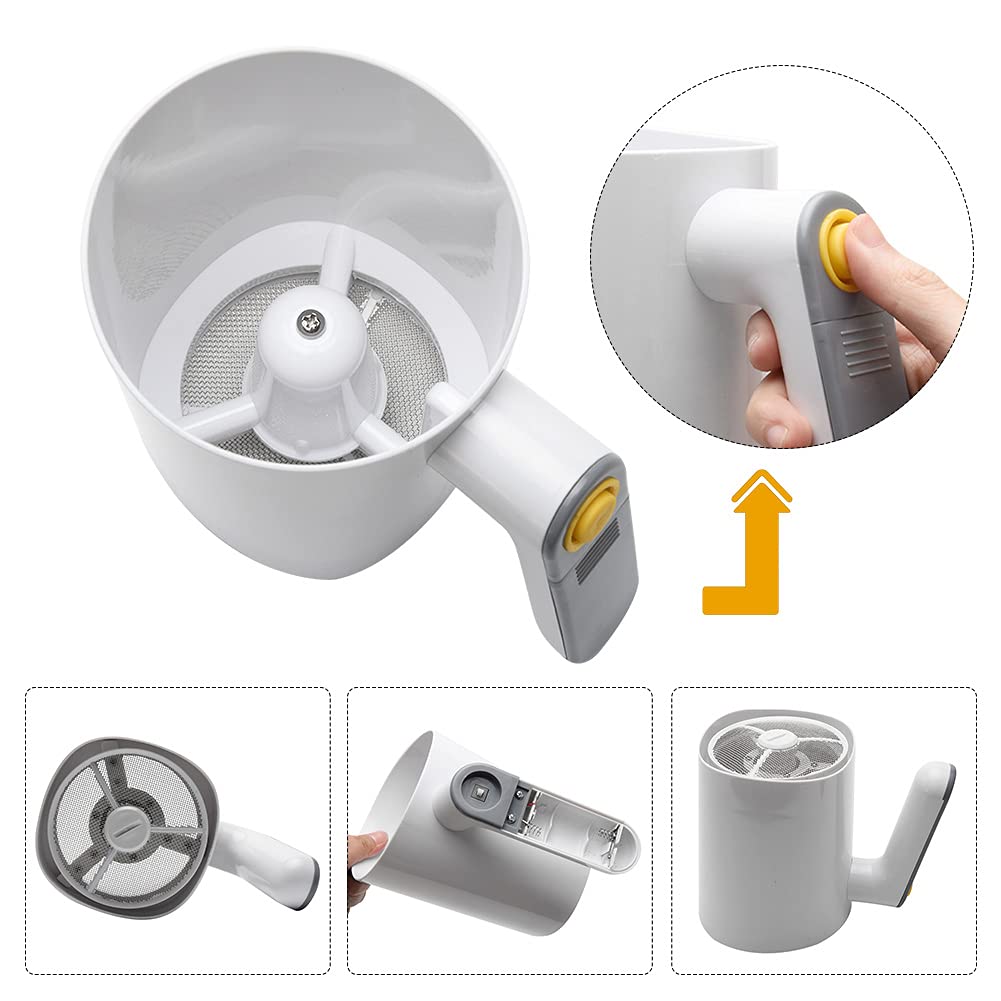 Electric Flour Sifter, Handheld Battery Operated Stainless Steel Mesh Shaker, Fine Mesh Cup Shape Powder Shaker Strainer Kitchen Cooking Baking Pastry Tools 4 Cup/1L Capacity