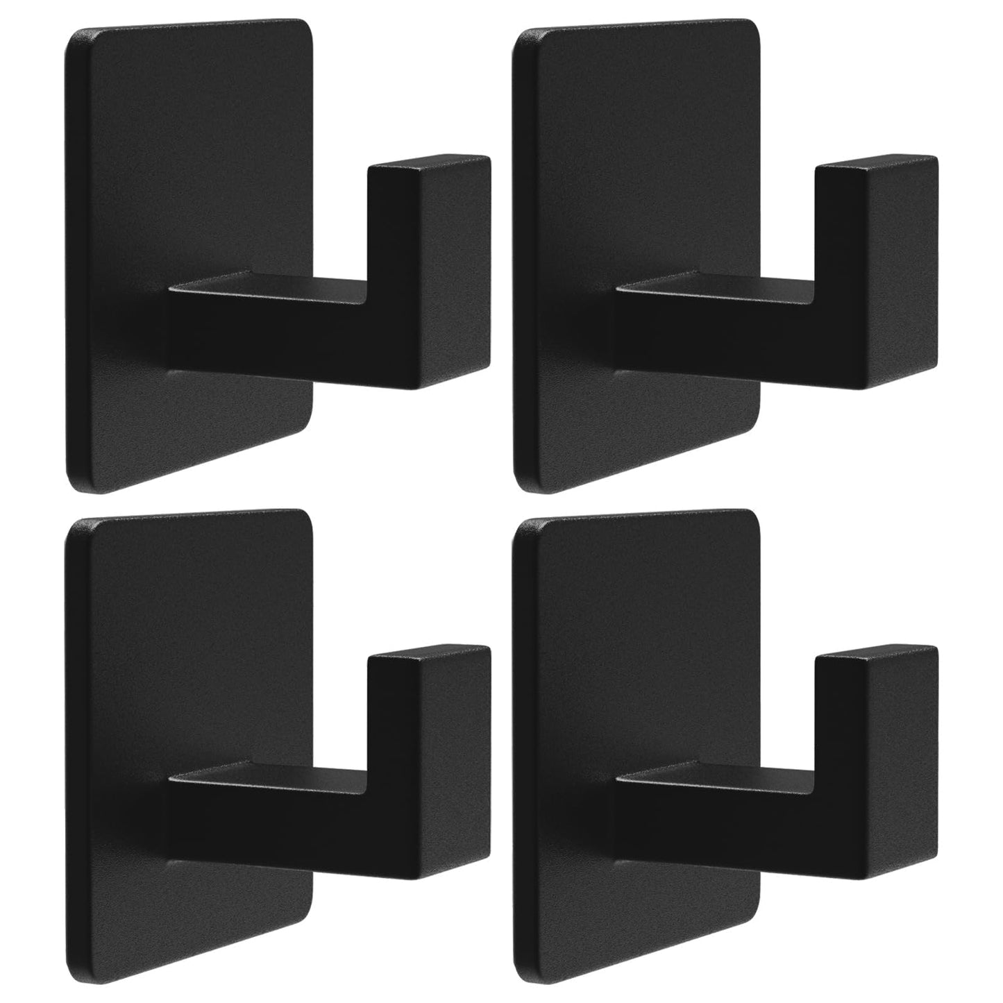 VAEHOLD 4 Pack Adhesive Towel Hooks, Heavy Duty Wall Hooks Aluminum Hooks Stick on Door, Kitchen, Bathroom for Hanging Coat, Hat, Towel, Robe, Clothes (Black)
