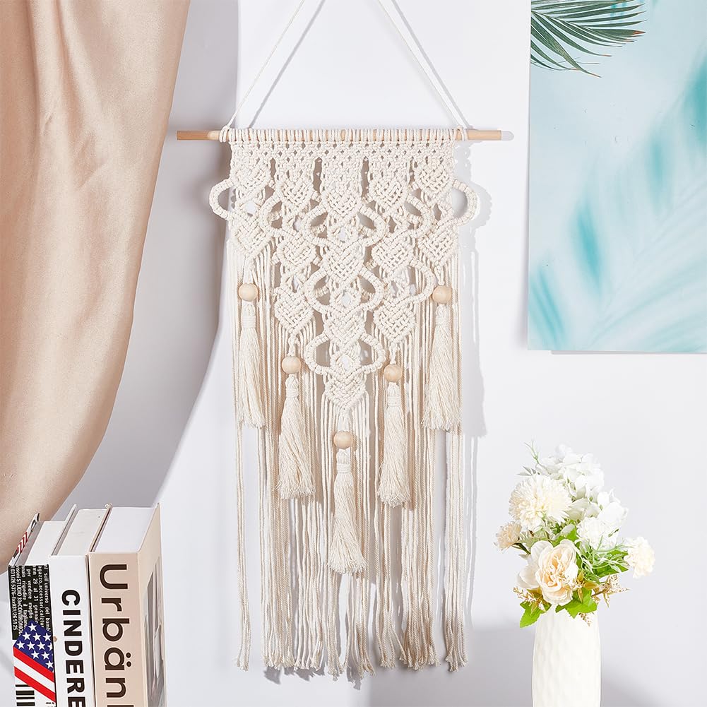 FREEBLOSS DIY Macrame Kit for Adults Beginners Bohemian Macrame Wall Hanging Ornament Creative Boho Macrame Wall Art Macrame Tapestry Gift for Mom Girls