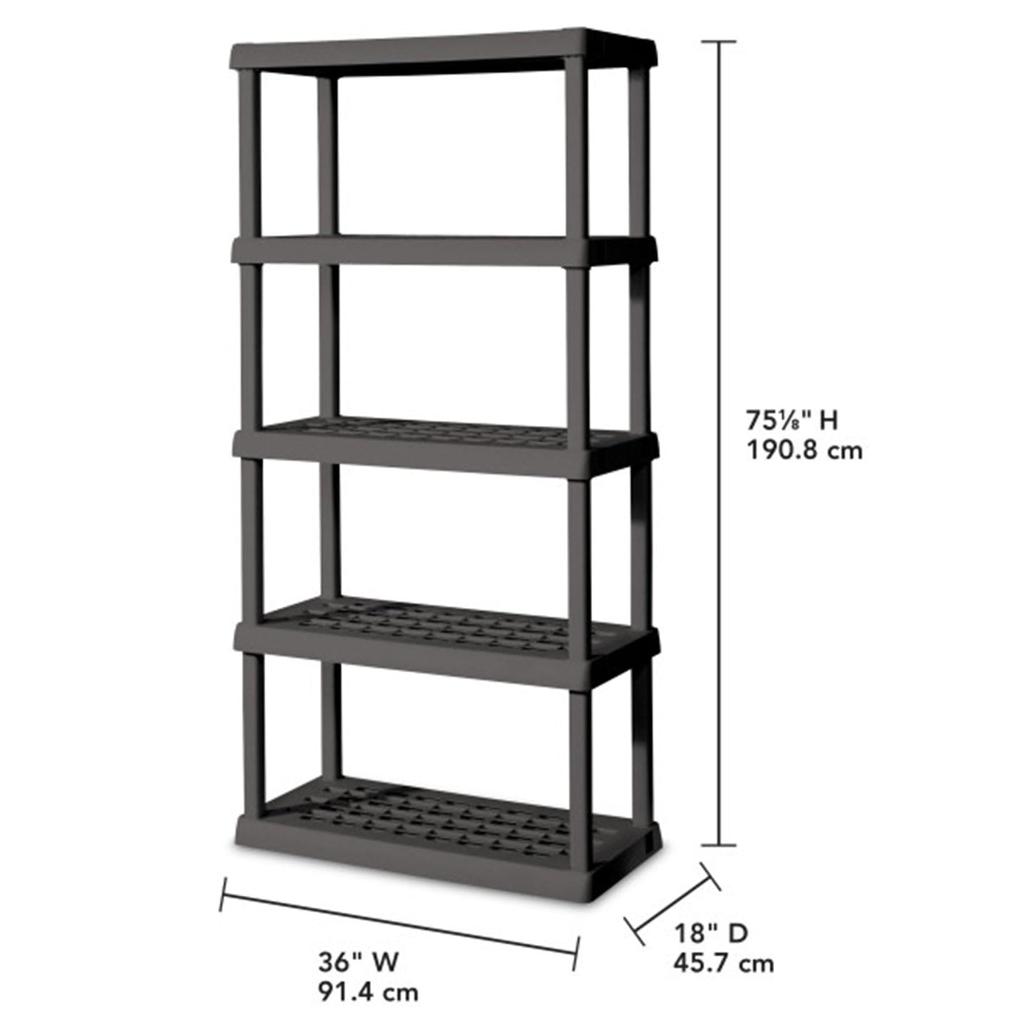Sterilite 4-Pack 5 Shelf Unit, Heavy-Duty Shelving Storage Rack for Home and Garage, Gray - Multipurpose Plastic Organizer Shelves for Smart Organization