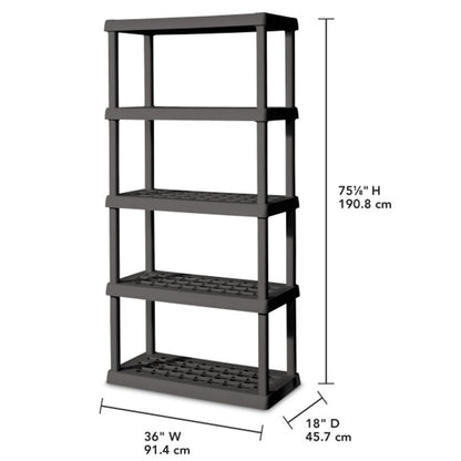 Sterilite 4-Pack 5 Shelf Unit, Heavy-Duty Shelving Storage Rack for Home and Garage, Gray - Multipurpose Plastic Organizer Shelves for Smart Organization