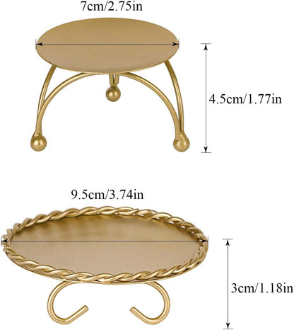 dedoot Gold Candle Holders Set of 2, Decorative Handmade Iron Pillar Plate Centerpiece for LED & Wax Candles