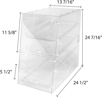 TrueCraftware- 4 Tray Countertop Bakery Display Case with Rear Doors 14" x 24" x 24"- Pastry Case Box Retail Commercial Home use for Bagels Baked Goods Bread Donuts Vegetables
