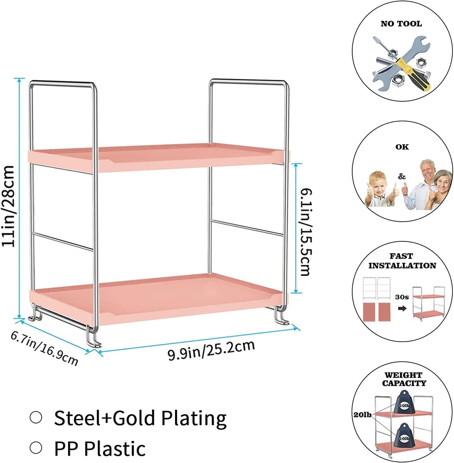 kaileyouxiangongsi 2-Tier Cosmetic Storage Rack - Bathroom Countertop Organizer for Perfume and Bath Collection