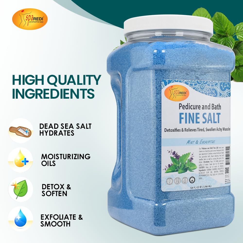 SPA REDI - Detox Foot Soak Pedicure and Bath Fine Salt, Lavender and Wildflower, 128 Oz - Made with Dead Sea Salts, Argan Oil, Coconut Oil, and Essential Oil, Hydrates, Softens and Moisturizes
