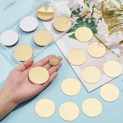 GOMAKERER 50 Pcs Mini Acrylic Mirror Tiles, 2 inch Self Adhesive Flat Round Mirror Stickers Mosaic Tiles Small Decorative Mosaic Mirror Sheets for DIY Crafts Wall Decor and Jewelry Making, Gold