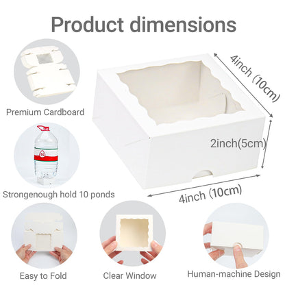 TEMLQPACK 100pcs 4x4x2 Inch Party Favor Boxes (Bakery/Chocolate/Donut)