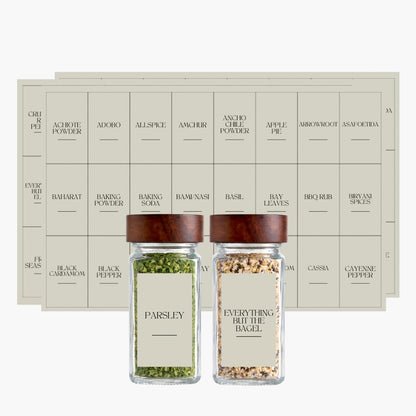 Spice Labels - 168 Aesthetic Beige Spice Labels for Jars - Waterproof Stickers for Spice containers - Preprinted Minmalist Oilproof Herbs & Seasoning Labels