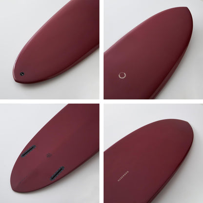 nanazero Wood Skin Surfboard Mid Length MID04 Twin 6'6" Wine Red, Durable and Light-Weight Structure
