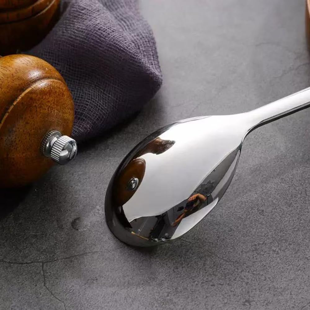 ZDFQly 6.7 Inches Soup Spoons, 2 Pieces Premium 18/10 Stainless Steel Table Spoons, Deep Bowl, Perfect for Pho, Ramen, Noodles, Wonton, Dumpling, Rice, Silver, Dishwasher Safe