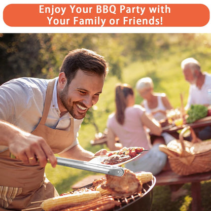 2PCS Kitchen Tongs BBQ, Non-Stick Metal Tongs for Cooking, Heavy Duty Stainless Steel Meat Tongs for Flip Bacon Steak Meat Sausage Vegetables