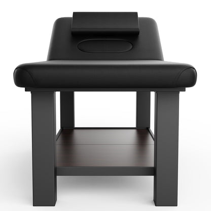 Ufurpie Adjustable Backrest Heavy-Duty Wide Massage Table, Treatment Physical Therapy Table, Wide Luxury Professional Stationary Spa Facial Bed, PU Leather Salon Bed, Black, 31.5'' W × 75'' L