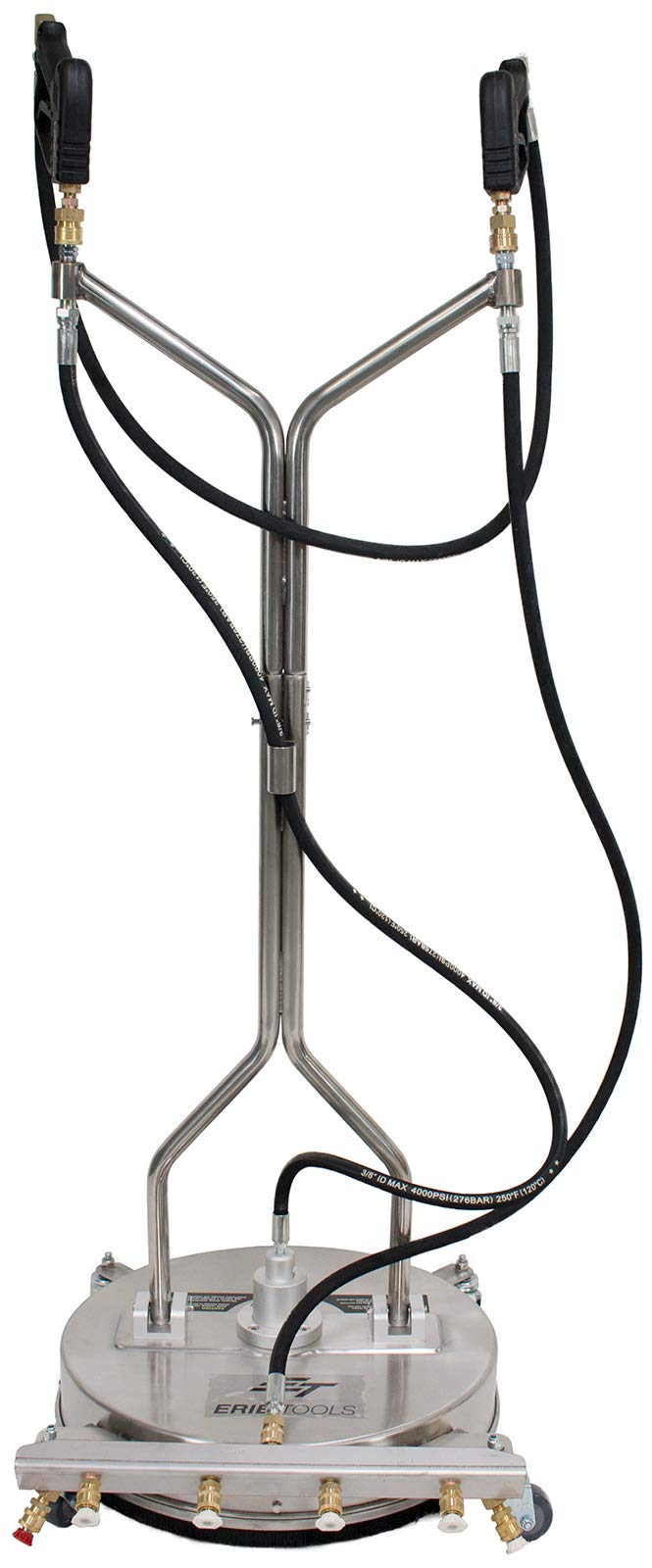 21" Stainless Steel Surface Cleaner with Wheels, 4 Nozzle Front Spray Bar, Side Nozzles, Pressure Washer Attachment