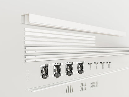 48 in. x 80 in. Mirror White Steel Frame Interior Closet Sliding Door with White Trim and Hardware Kit