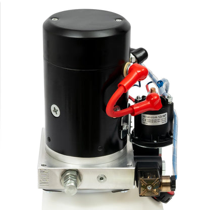 6 Quart 12V DC Hydraulic Pump, Single Acting Power Unit Hydraulic Pump for Dump Trailer Truck Car Trailer Lifting