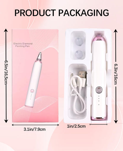 QIDUHUQI Electric Diamond Painting Pen, Diamond Art Vacuum Pen with Round and Square Nozzles, 3 Powerful Suction Modes, Cordless Diamond Art Accessories for Home Crafting and Gifts (Ivory White)