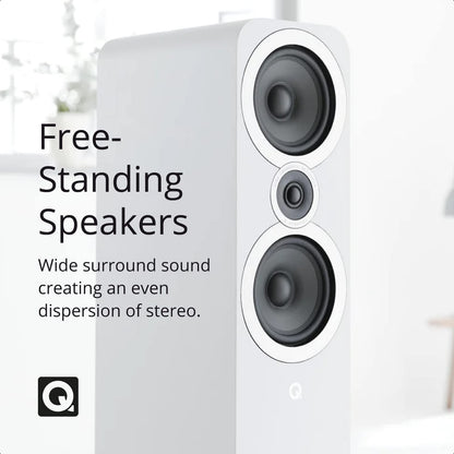 Q Acoustics 3020i Bookshelf Speakers Carbon Black (Pair) – HiFi Stereo Speakers, 25% Larger Cabinet for Deeper Bass, 22mm Tweeter, P2P Bracing, Magnetic Grilles, Chrome Bezel, Banana Plug Compatible