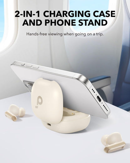 Soundcore P40i by Anker, Noise Cancelling Wireless Earbuds, Adaptive Noise Cancelling to Environments, Heavy Bass, 60H Playtime, 2-in-1 Case and Phone Stand, IPX5, Wireless Charging, Bluetooth 5.3