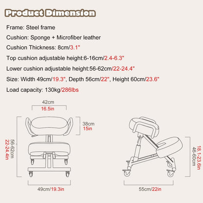 GenSDH Desk Kneeling Chairs Posture Chair for Desk - Ergonomic Chair Kneeling Chair with Arm - Posture Chair for Computer Workers Yoga Lovers Meditation Fana