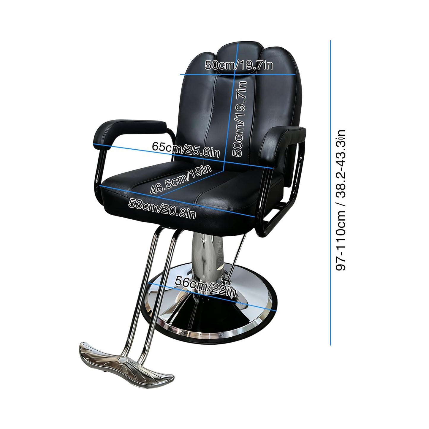 VLNOTY Barber Chair for Hair Stylist with Heavy Duty Hydraulic Pump, Adjustable Height, 135° Reclining Backrest, 360° Swivel, Chrome Base, Black Leather