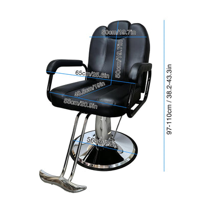 VLNOTY Barber Chair for Hair Stylist with Heavy Duty Hydraulic Pump, Adjustable Height, 135° Reclining Backrest, 360° Swivel, Chrome Base, Black Leather
