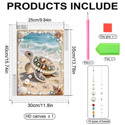 Kulvci Sea Turtle DIY 5D Pearl Painting Kit, Diamond Painting Kit for Adults Beginner, Bead Art Kits All-Pearl Dot Painting for Wall Decor, Creative Stress Relief Gift Home Decor,12 × 16 inch