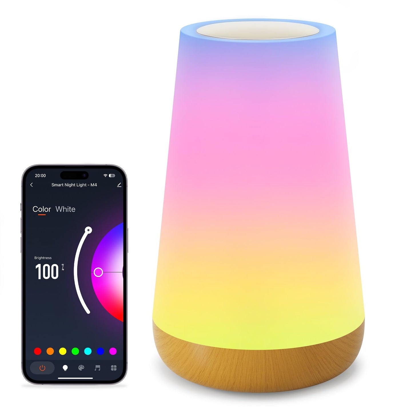 Auxmir LED Night Light Bedside Lamp Touch and Remote Control Dimmable Tabletop 13 RGB Colors Changing 5 Brightness Adjustable Rechargeable Portable Lamp for Baby Kids Nursery Bedroom Bathroom Camping