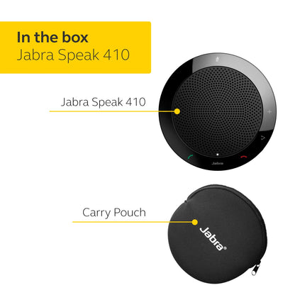 Jabra Speak 410 Corded Speakerphone for Softphones, MS-Optimized – Easy Setup, Portable USB Speaker for Holding Meetings Anywhere with Outstanding Sound Quality